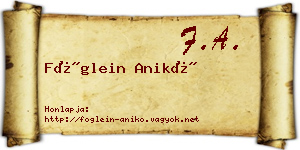 Föglein Anikó névjegykártya