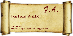 Föglein Anikó névjegykártya